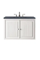 Athens 36" Single Vanity, Glossy White w/ 3 CM Charcoal Soapstone Silestone Top