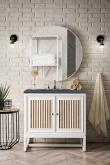 Athens 36" Single Vanity, Glossy White w/ 3 CM Charcoal Soapstone Silestone Top