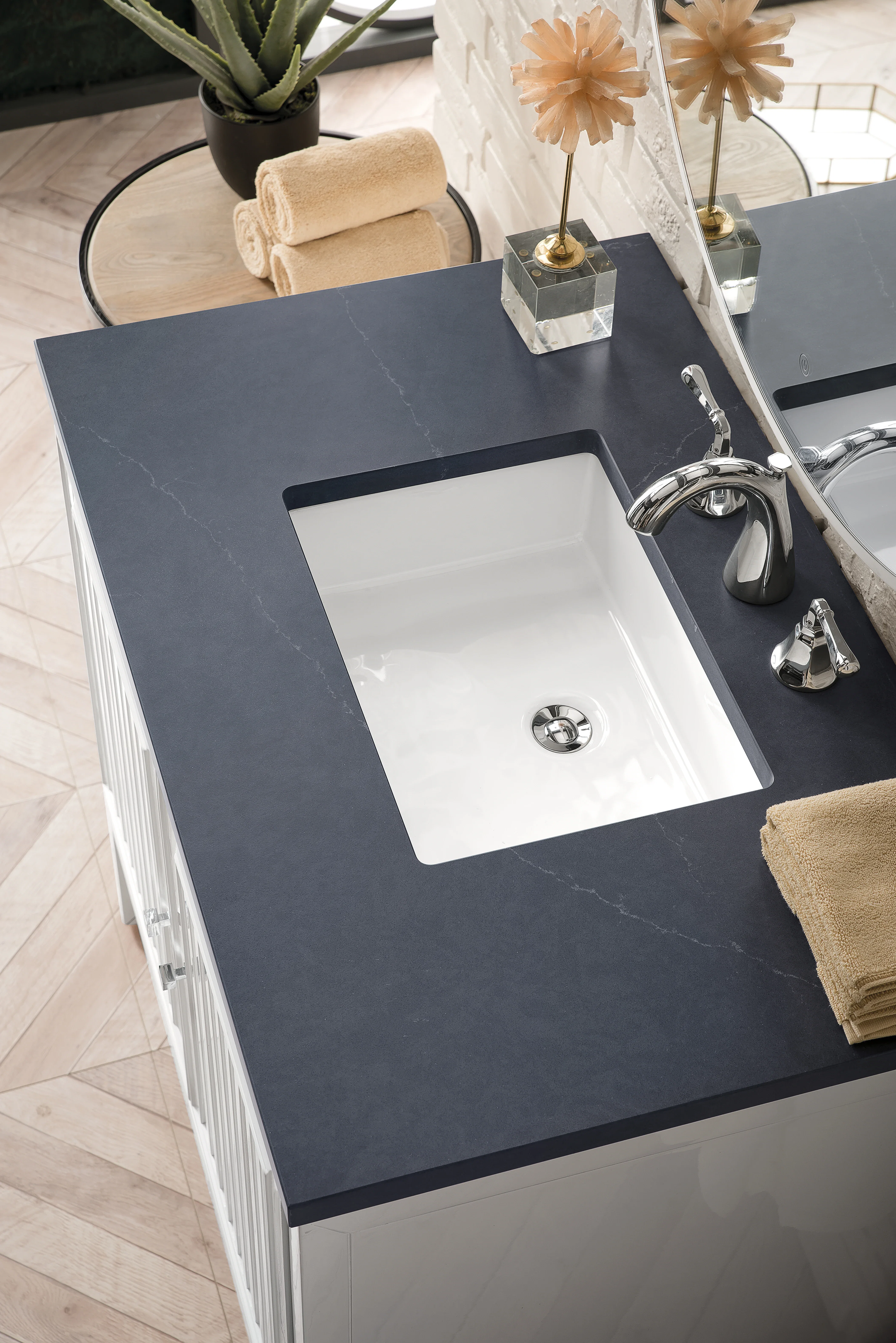 Athens 36" Single Vanity, Glossy White w/ 3 CM Charcoal Soapstone Silestone Top