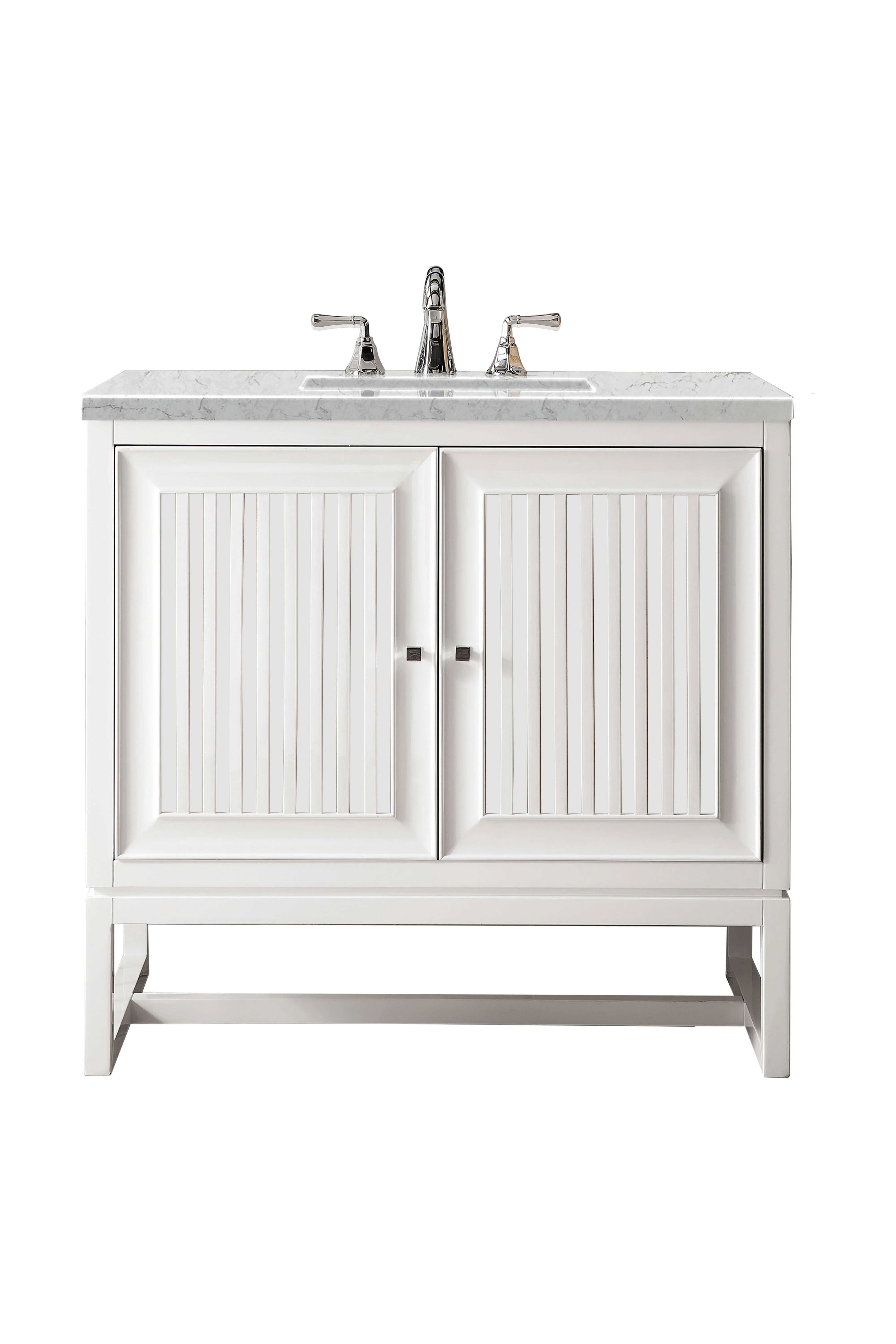 Athens 36" Single Vanity, Glossy White w/ 3 CM Eternal Jasmine Pearl Silestone Top
