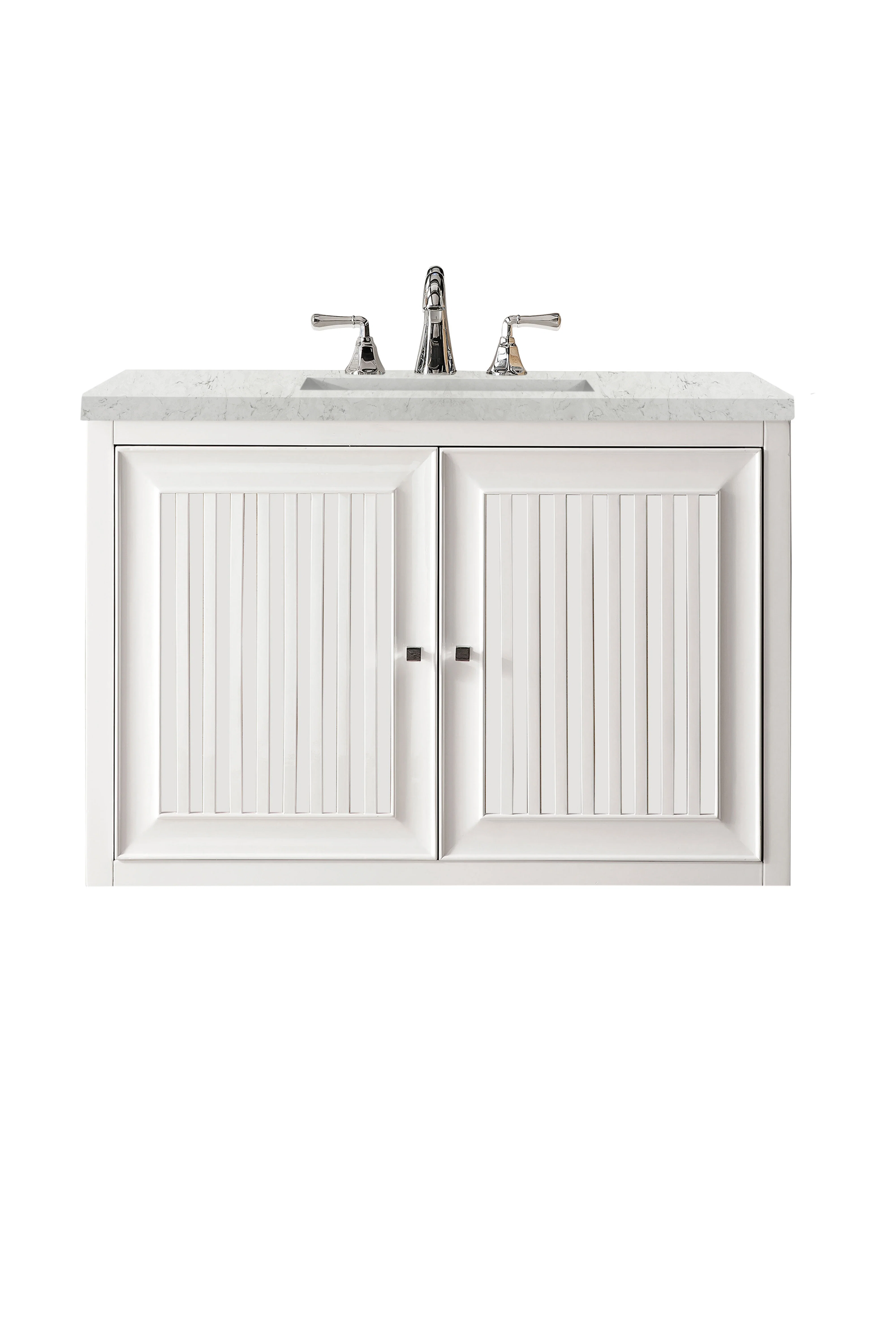Athens 36" Single Vanity, Glossy White w/ 3 CM Eternal Jasmine Pearl Silestone Top
