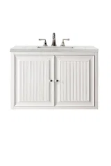 Athens 36" Single Vanity, Glossy White w/ 3 CM Eternal Jasmine Pearl Silestone Top