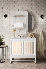 Athens 36" Single Vanity, Glossy White w/ 3 CM Eternal Jasmine Pearl Silestone Top