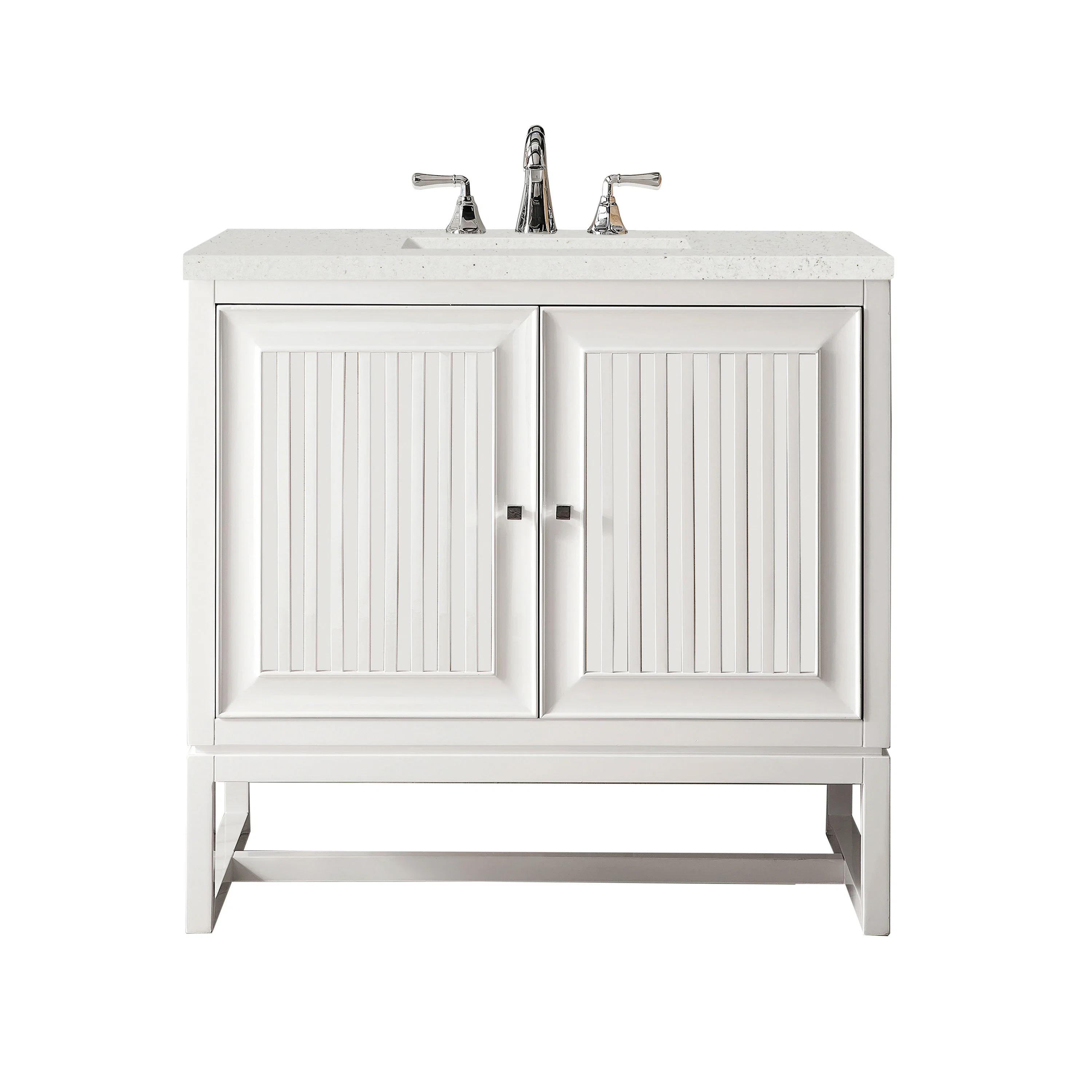 Athens 36" Single Vanity, Glossy White w/ 3 CM Lime Delight Silestone Top