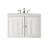 Athens 36" Single Vanity, Glossy White w/ 3 CM Lime Delight Silestone Top