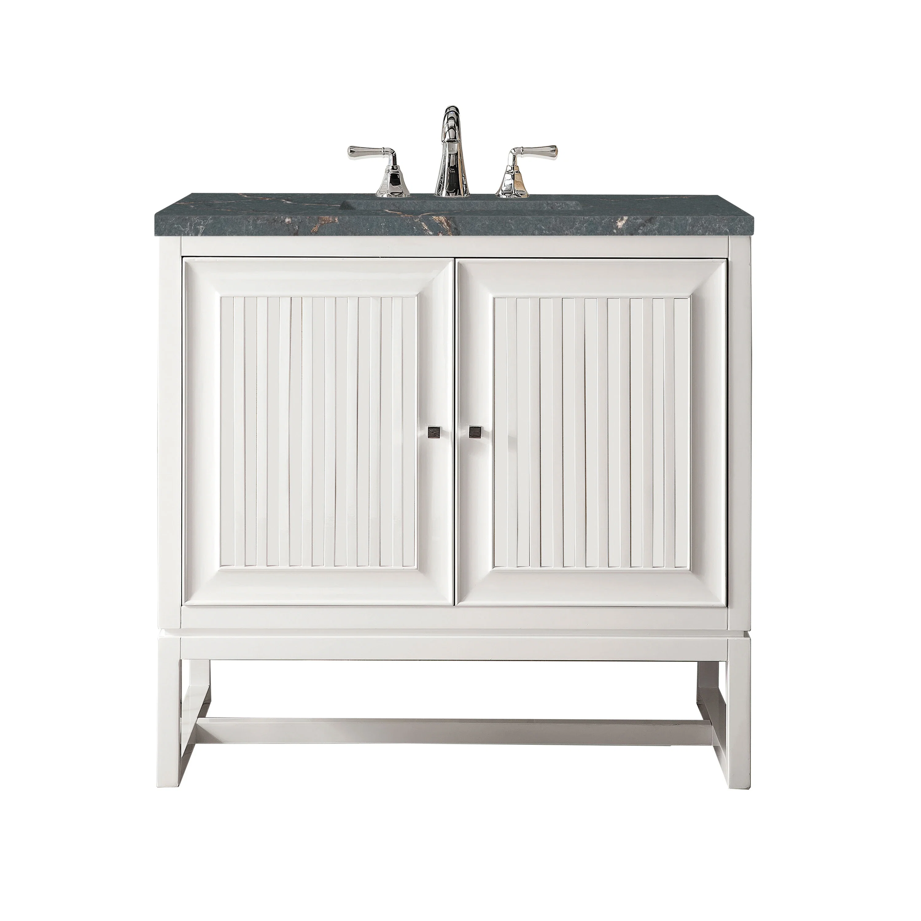 Athens 36" Single Vanity, Glossy White w/ 3 CM Parisien Bleu Silestone Top