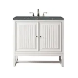 Athens 36" Single Vanity, Glossy White w/ 3 CM Parisien Bleu Silestone Top