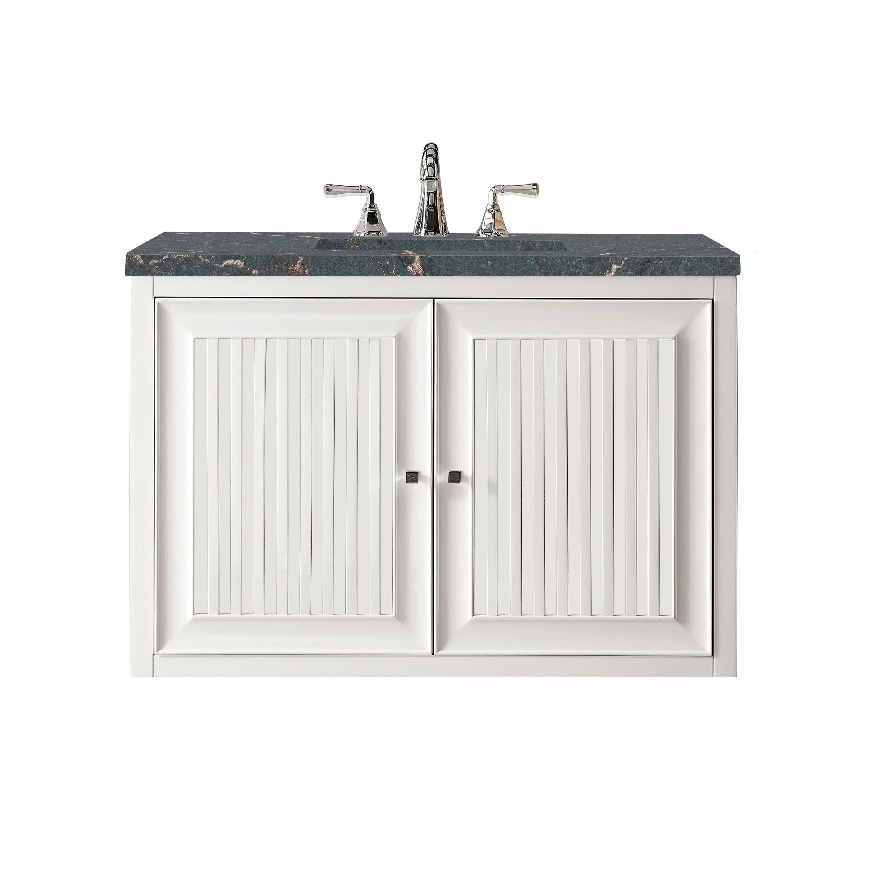 Athens 36" Single Vanity, Glossy White w/ 3 CM Parisien Bleu Silestone Top