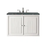 Athens 36" Single Vanity, Glossy White w/ 3 CM Parisien Bleu Silestone Top