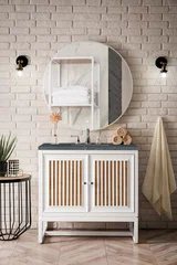 Athens 36" Single Vanity, Glossy White w/ 3 CM Parisien Bleu Silestone Top