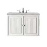 Athens 36" Single Vanity, Glossy White w/ 3 CM Victorian Silver Silestone Top