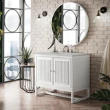 Athens 36" Single Vanity, Glossy White w/ 3 CM Victorian Silver Silestone Top