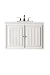 Athens 36" Single Vanity, Glossy White w/ 3 CM White Zeus Silestone Top
