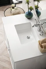 Athens 36" Single Vanity, Glossy White w/ 3 CM White Zeus Silestone Top