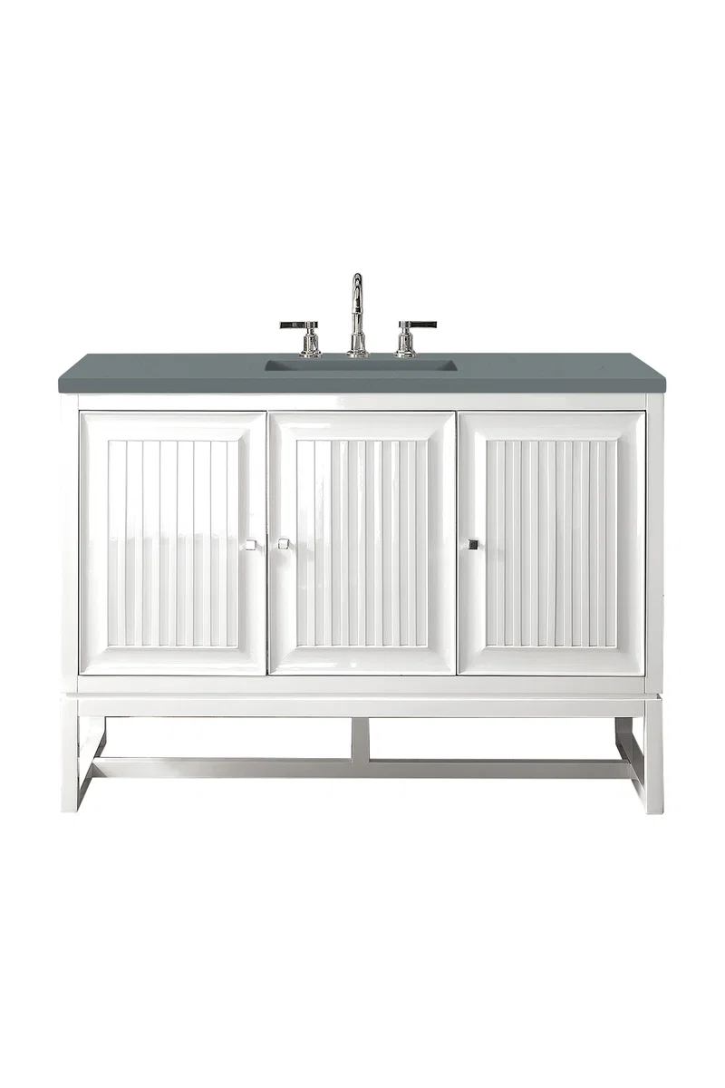 Athens 48" Single Vanity, Glossy White w/ 3 CM Cala Blue Top
