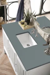 Athens 48" Single Vanity, Glossy White w/ 3 CM Cala Blue Top