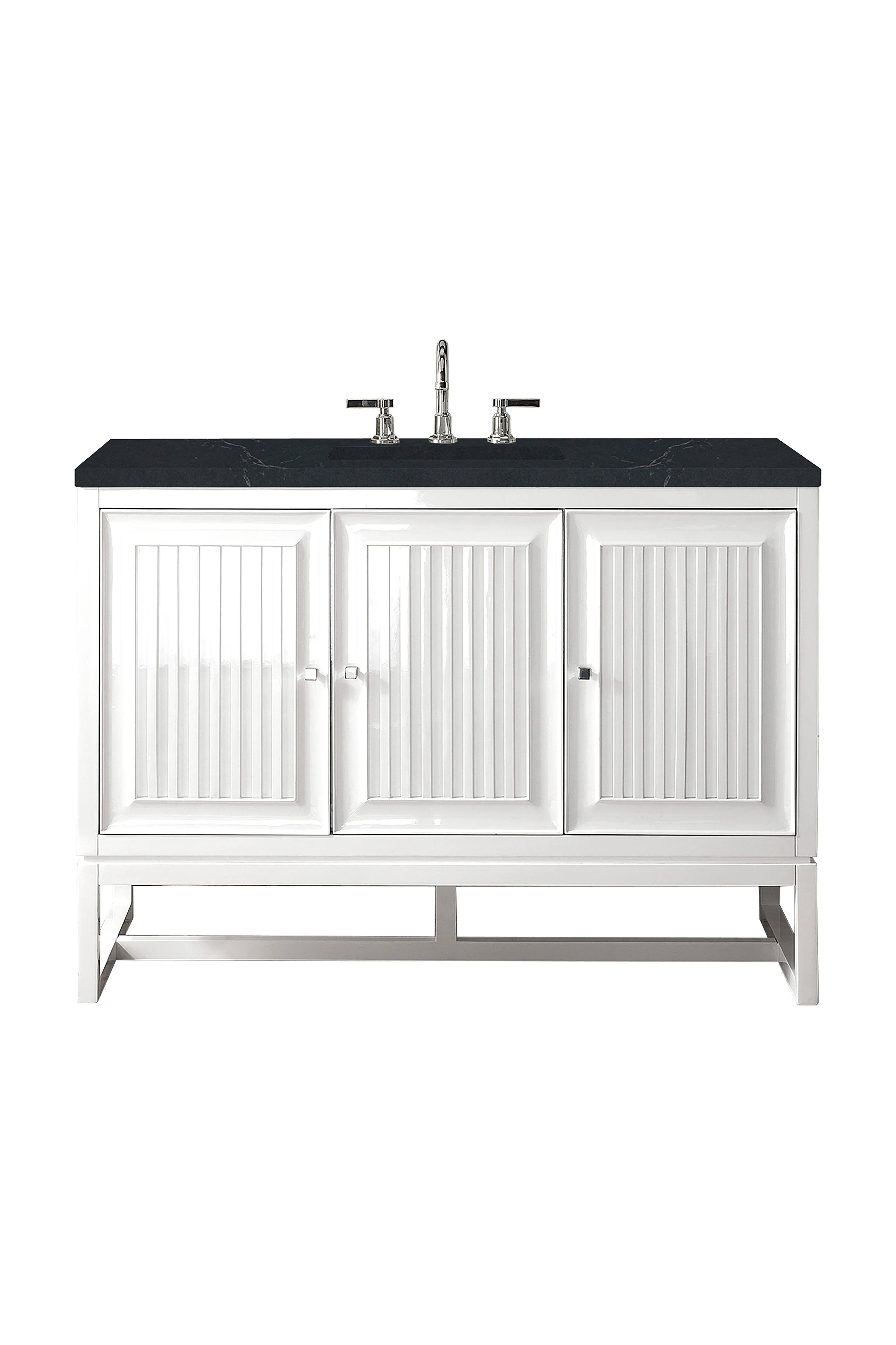 Athens 48" Single Vanity, Glossy White w/ 3 CM Charcoal Soapstone Silestone Top