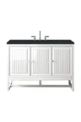 Athens 48" Single Vanity, Glossy White w/ 3 CM Charcoal Soapstone Silestone Top