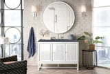 Athens 48" Single Vanity, Glossy White w/ 3 CM Charcoal Soapstone Silestone Top