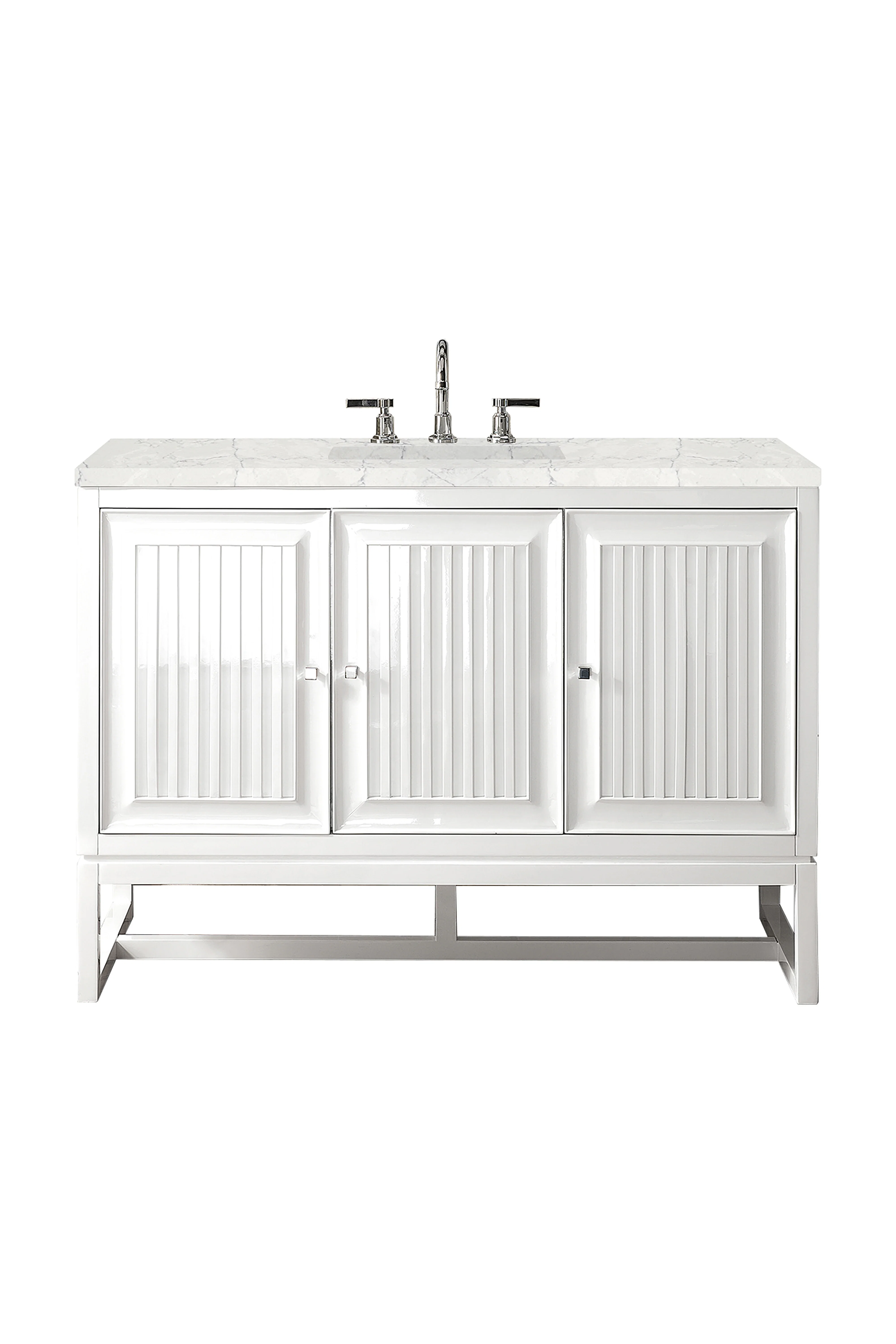 Athens 48" Single Vanity, Glossy White w/ 3 CM Eternal Jasmine Pearl Silestone Top