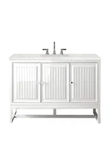 Athens 48" Single Vanity, Glossy White w/ 3 CM Eternal Jasmine Pearl Silestone Top