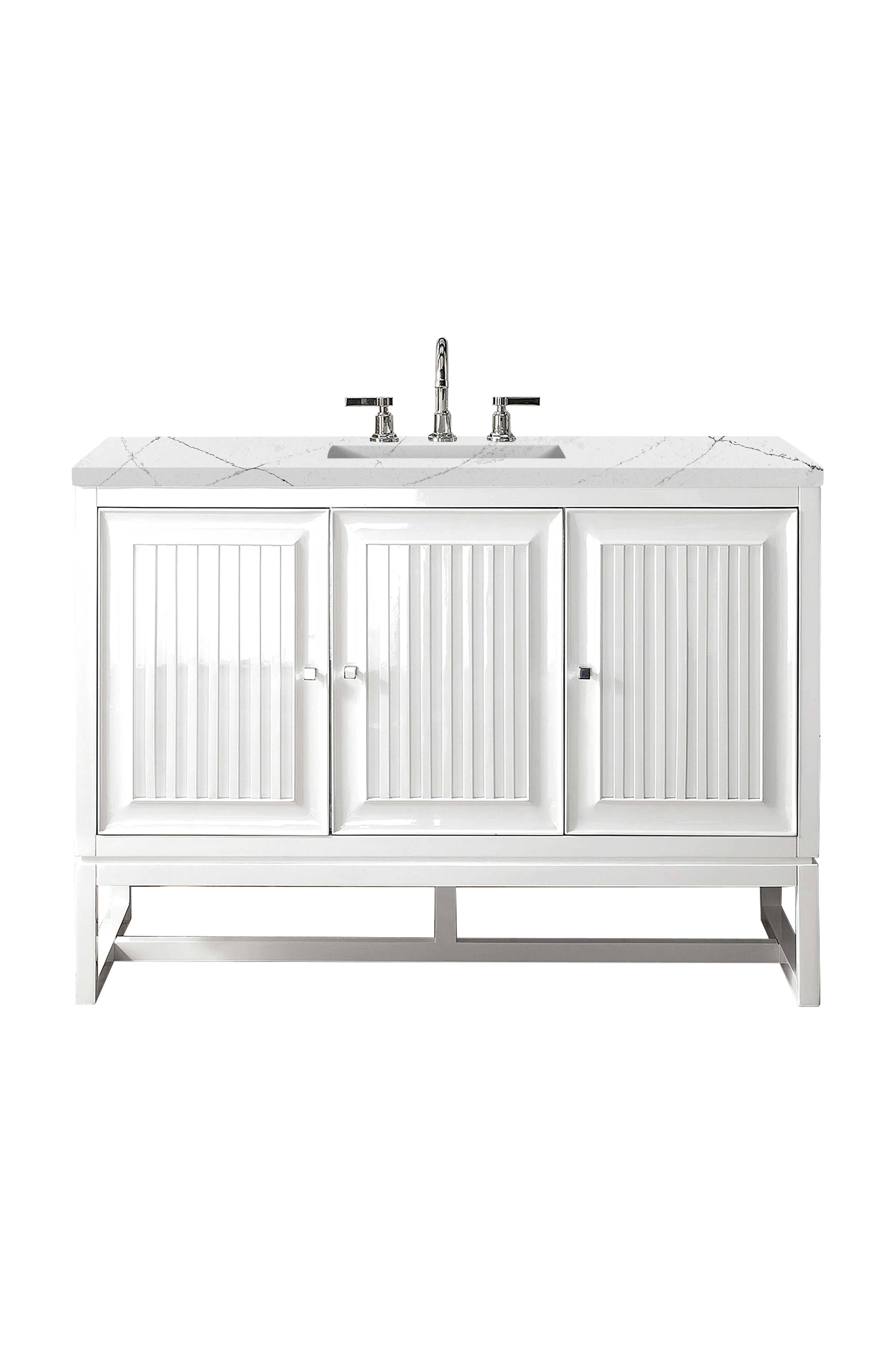 Athens 48" Single Vanity, Glossy White w/ 3 CM Ethereal Noctis Top
