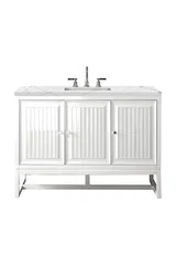 Athens 48" Single Vanity, Glossy White w/ 3 CM Ethereal Noctis Top