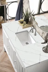 Athens 48" Single Vanity, Glossy White w/ 3 CM Ethereal Noctis Top