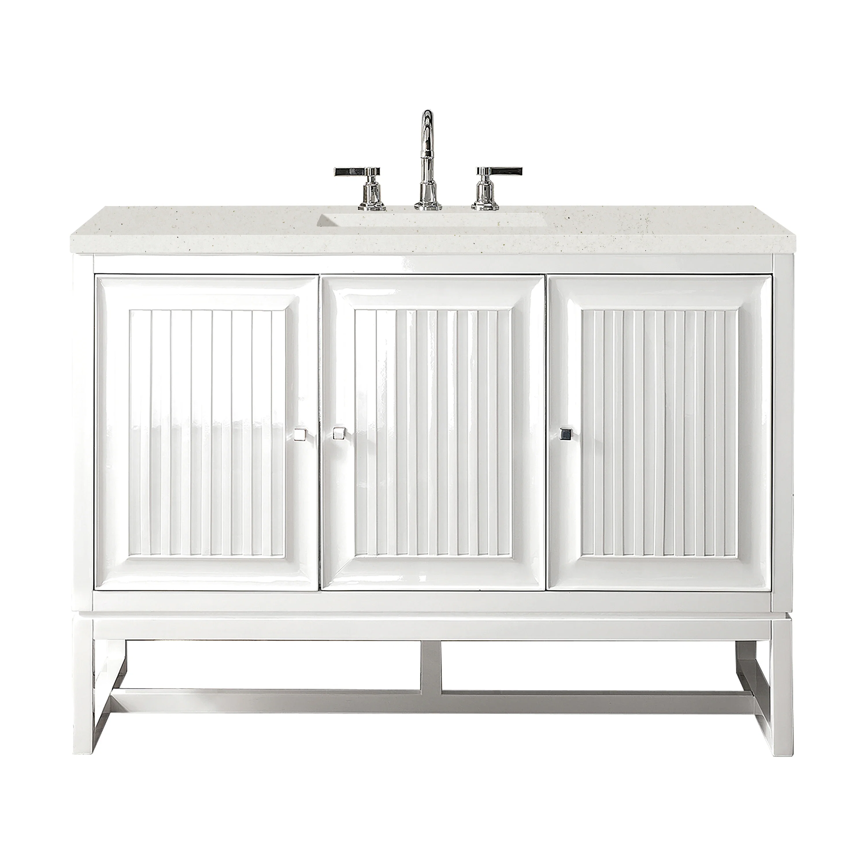 Athens 48" Single Vanity, Glossy White w/ 3 CM Lime Delight Silestone Top