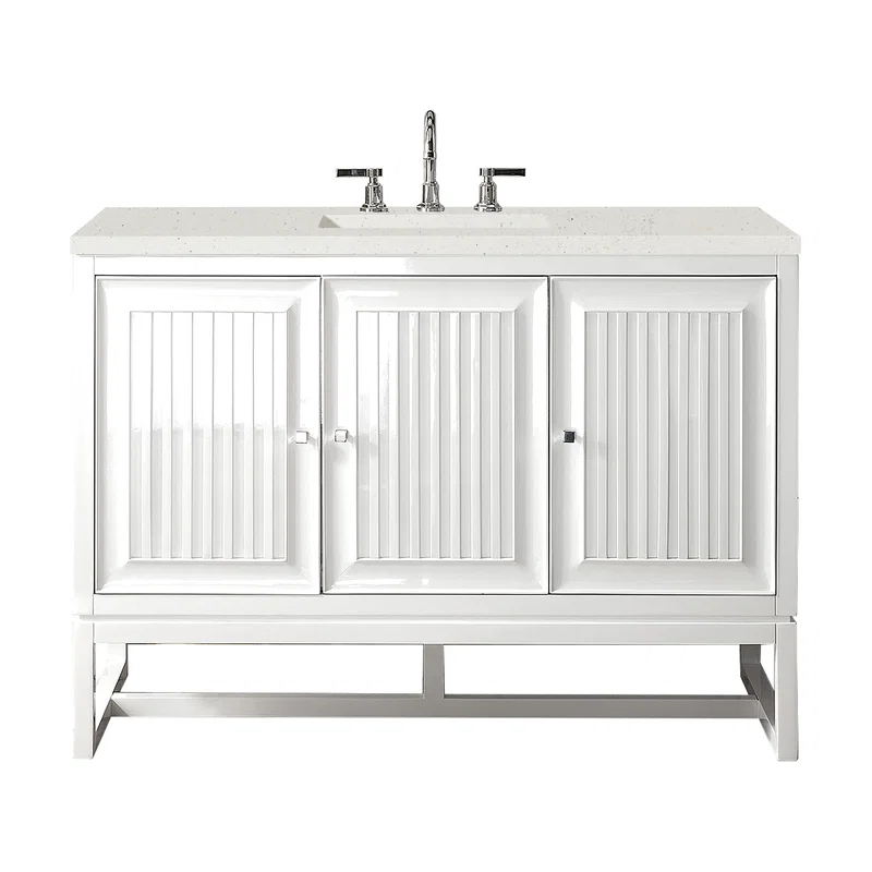 Athens 48" Single Vanity, Glossy White w/ 3 CM Lime Delight Silestone Top