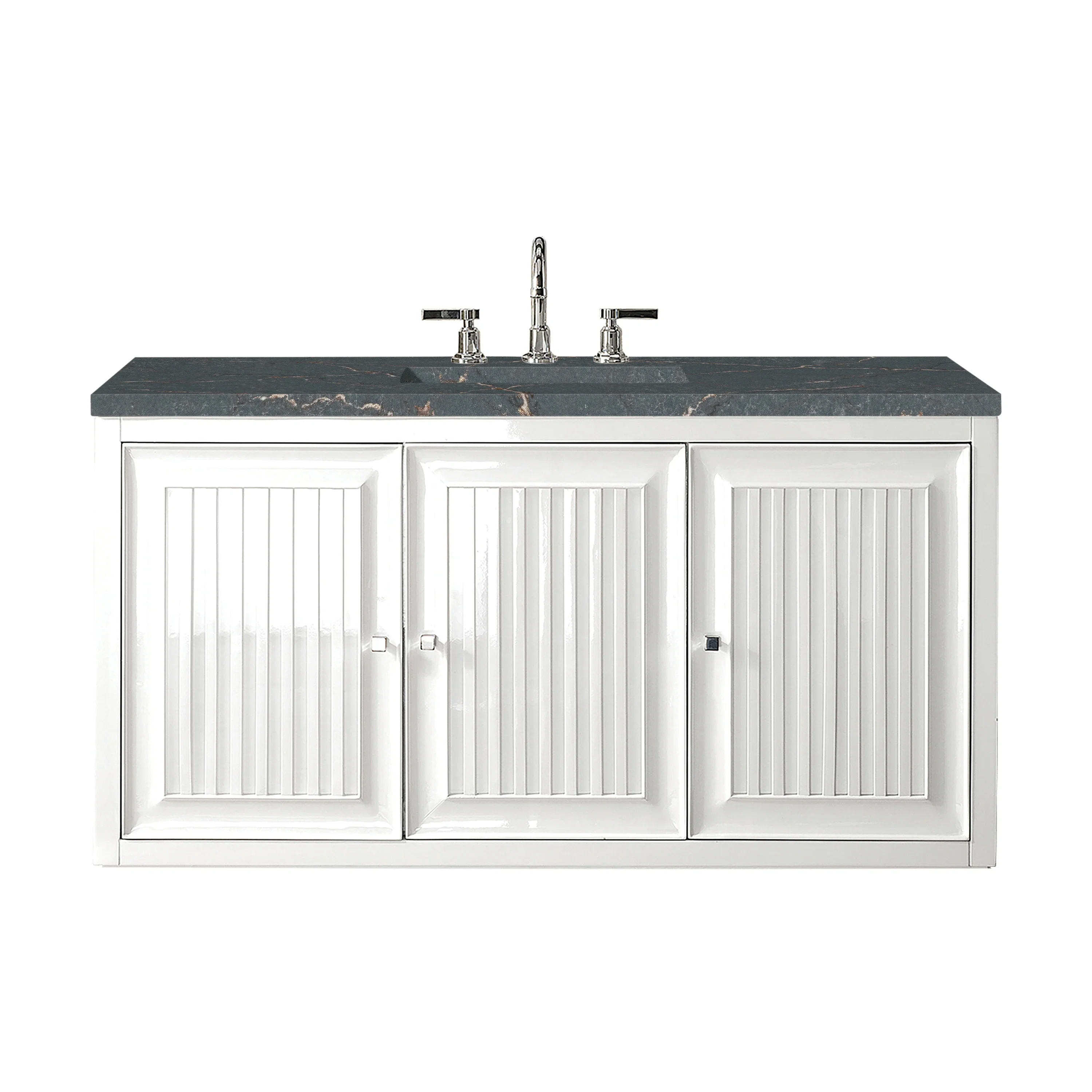 Athens 48" Single Vanity, Glossy White w/ 3 CM Parisien Bleu Silestone Top