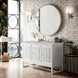 Athens 48" Single Vanity, Glossy White w/ 3 CM Victorian Silver Silestone Top