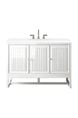 Athens 48" Single Vanity, Glossy White w/ 3 CM White Zeus Silestone Top