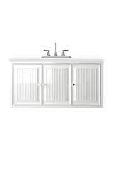 Athens 48" Single Vanity, Glossy White w/ 3 CM White Zeus Silestone Top