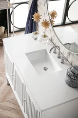 Athens 48" Single Vanity, Glossy White w/ 3 CM White Zeus Silestone Top