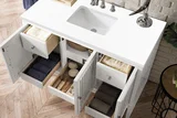 Athens 48" Single Vanity, Glossy White w/ 3 CM White Zeus Silestone Top