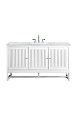 Athens 60" Single Vanity, Glossy White w/ 3 CM Carrara White Top