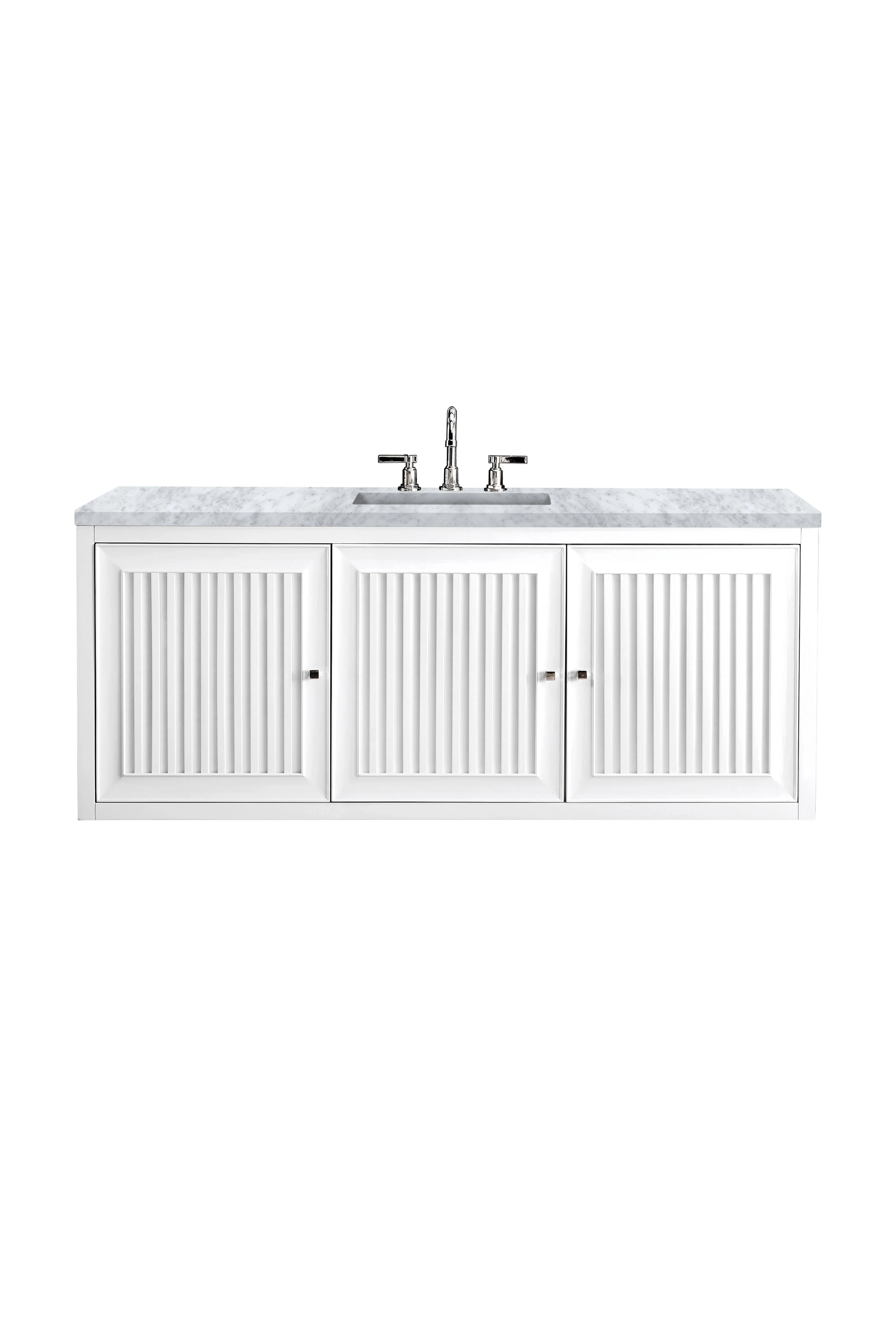 Athens 60" Single Vanity, Glossy White w/ 3 CM Carrara White Top