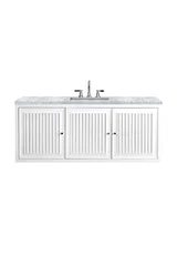 Athens 60" Single Vanity, Glossy White w/ 3 CM Carrara White Top