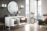 Athens 60" Single Vanity, Glossy White w/ 3 CM Carrara White Top