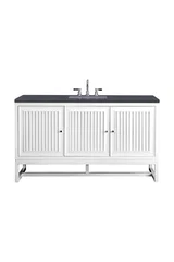 Athens 60" Single Vanity, Glossy White w/ 3 CM Charcoal Soapstone Silestone Top