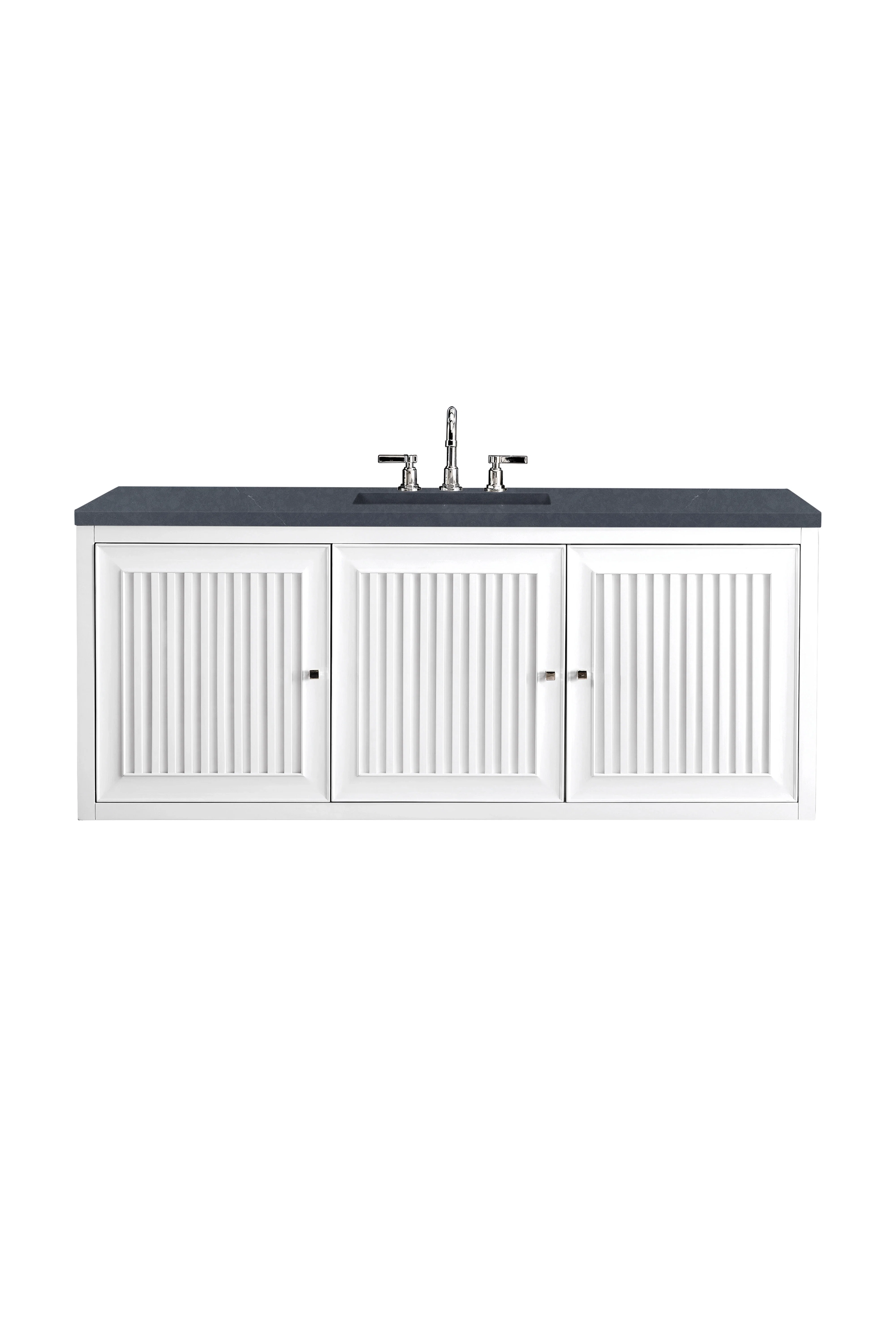 Athens 60" Single Vanity, Glossy White w/ 3 CM Charcoal Soapstone Silestone Top