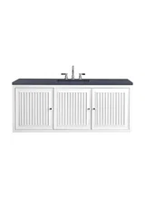 Athens 60" Single Vanity, Glossy White w/ 3 CM Charcoal Soapstone Silestone Top