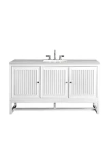 Athens 60" Single Vanity, Glossy White w/ 3 CM Eternal Jasmine Pearl Silestone Top