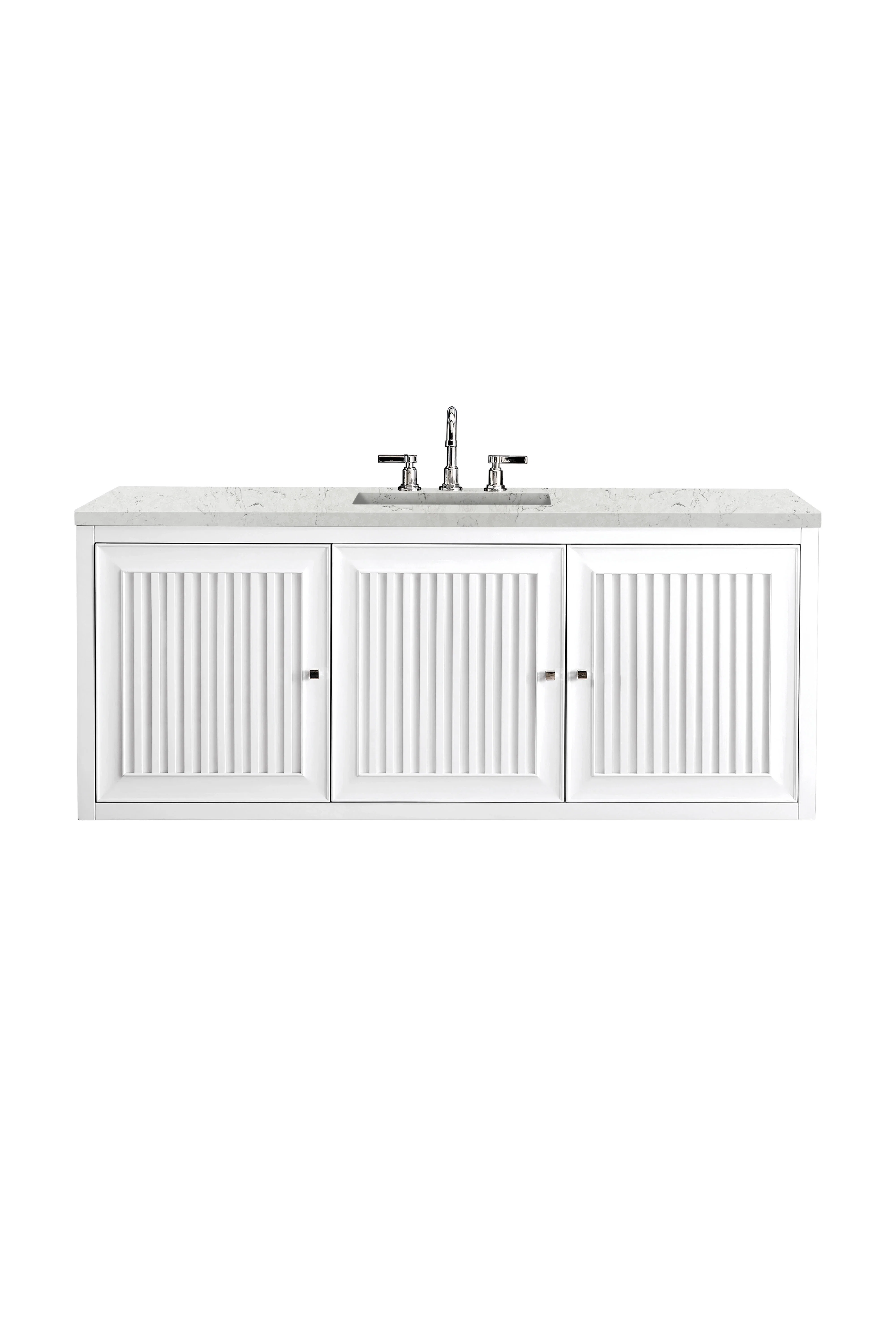 Athens 60" Single Vanity, Glossy White w/ 3 CM Eternal Jasmine Pearl Silestone Top