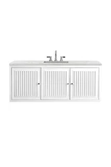 Athens 60" Single Vanity, Glossy White w/ 3 CM Eternal Jasmine Pearl Silestone Top