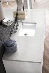 Athens 60" Single Vanity, Glossy White w/ 3 CM Eternal Jasmine Pearl Silestone Top