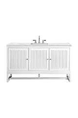Athens 60" Single Vanity, Glossy White w/ 3 CM Ethereal Noctis Top