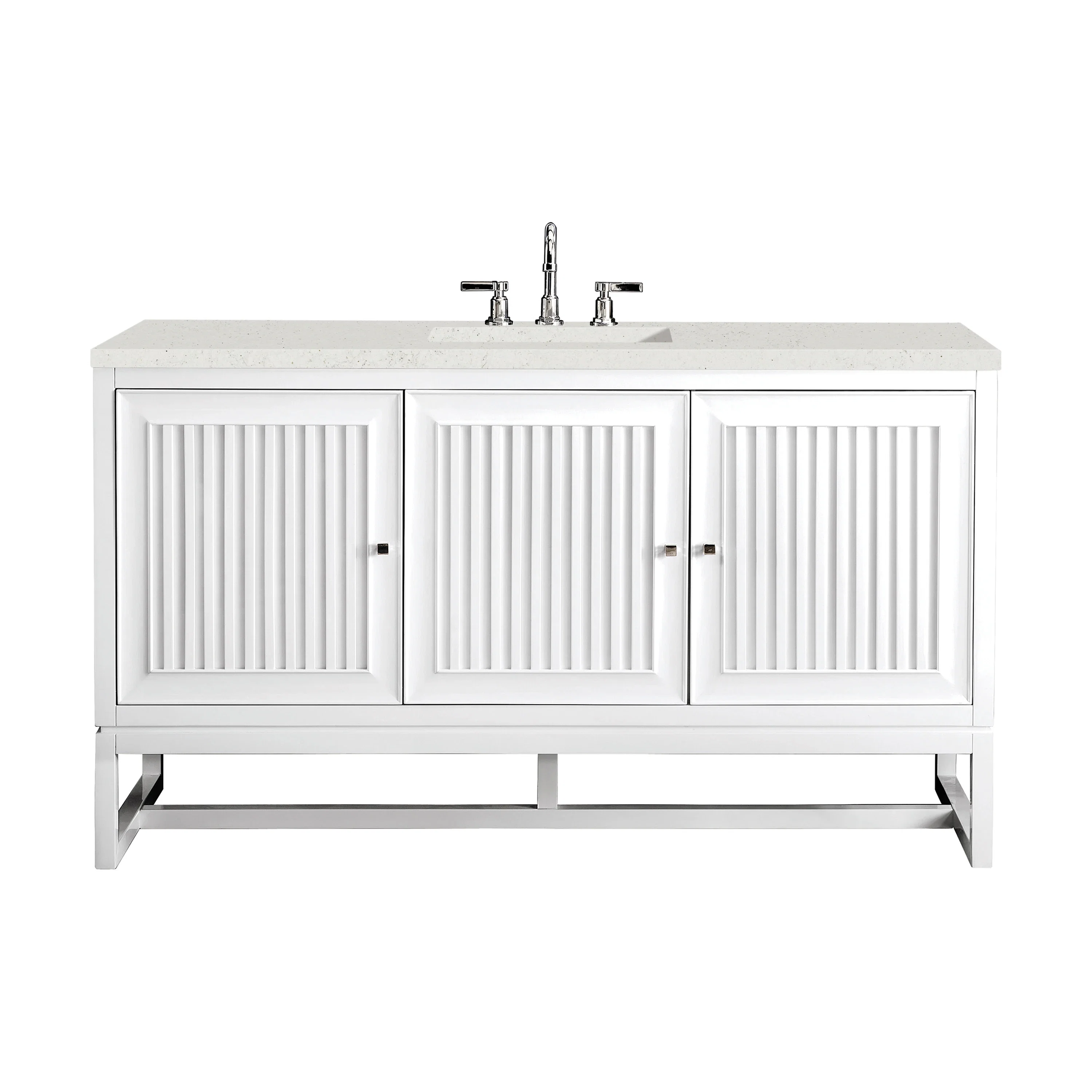 Athens 60" Single Vanity, Glossy White w/ 3 CM Lime Delight Silestone Top