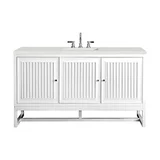 Athens 60" Single Vanity, Glossy White w/ 3 CM Lime Delight Silestone Top